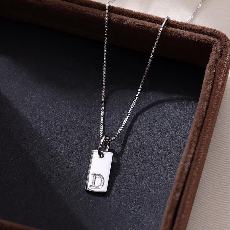 Banyan Tree Sterling Silver Square Letter Pendant Necklace