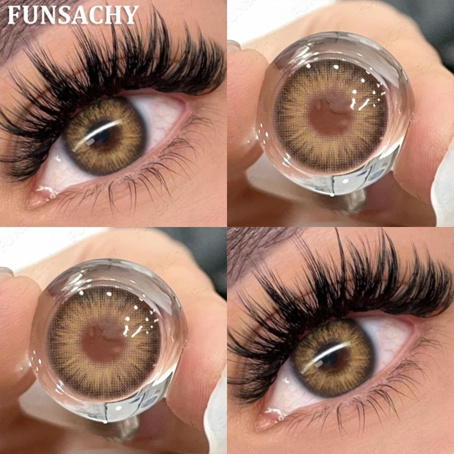 FUNSACHY 1 Pair Coloron Contacts Lens Yearly Use Natural Black Korean Brown Eyes Contact Pupils Cosmetics Fashion Softlen Yearly