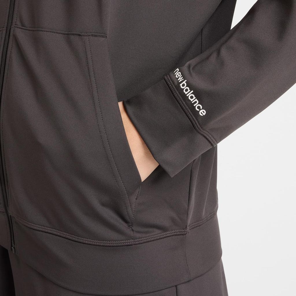 New Balance Light French Terry Jacket Black Size L Women's Full-Zip (AWJ51504) (Black Cement)