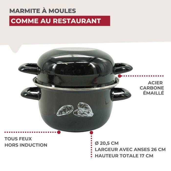 Enameled Mussel Pot - All Stovetops Including Induction - FACKELMANN - 20.5 X 26 X 17.5 Cm - Black