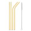 Gold Stainless Steel Straw Set Gold Reusable Straw Straight Bent Drinking Straw With Bag Cleaning Brush Home Bar Accessory