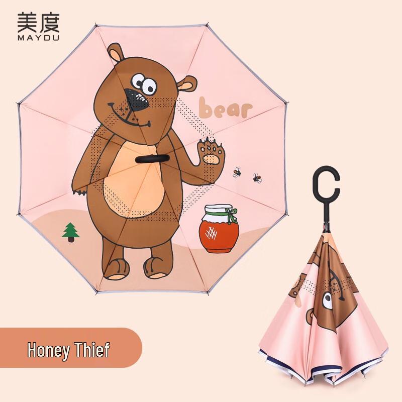

Meidu Children s Reverse Double-Layer Straight Umbrella with Big Bear Design