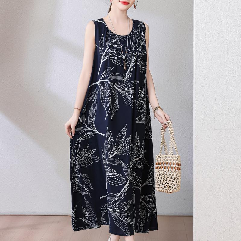 Plus Size Summer Long Dress for Women Clothes Elegant Sleeveless Loose Casual Dress