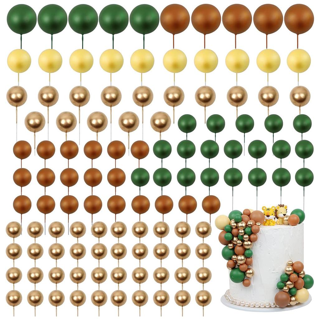 97PCS Ball Cake Toppers Cake Decorations Foam Ball Cupcake Picks DIY Cake Insert Toppers for Birthday Party Wedding Baby Shower