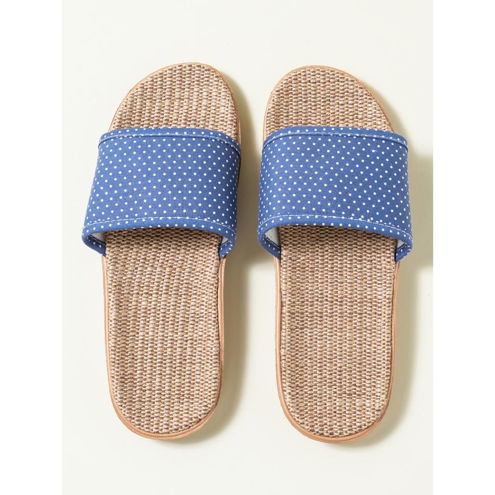 Daiso Dot Pattern Linen Slippers 240 Mm