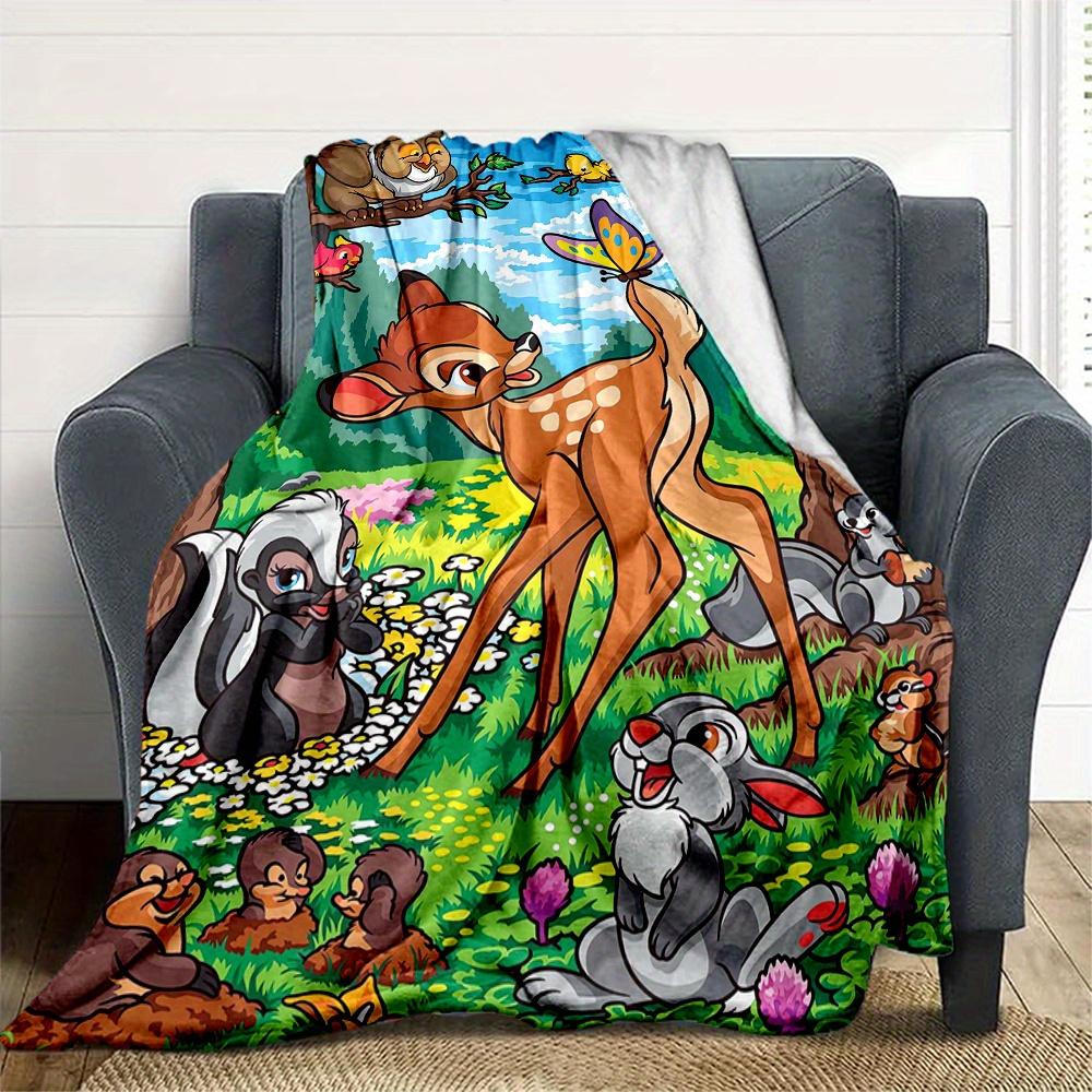 1 Stück, Disney Glücklicher Bambi & Freunde Decke Kuscheldecke für alle Jahreszeiten, Outdoor-Decken, Wohnzimmer, Reisen, Camping