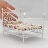 Dollhouse Double Bed 1:12 Scale Miniature with Mattress Wroughtintricate Metalwork Design