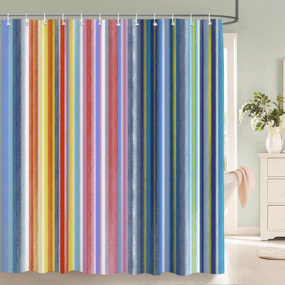 3D Colorful Simple Geometric Printing Shower Curtains Bathroom Curtain Waterproof Polyester Home Decoration Curtain With Hooks