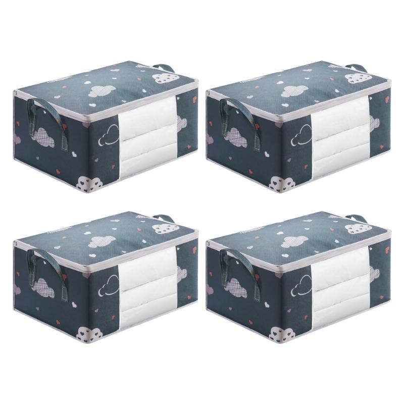 4Pcs Quilt Storage Container with Lids Large Capacity Fabric Quilt Bags Versatile Storage Bin for Household Use