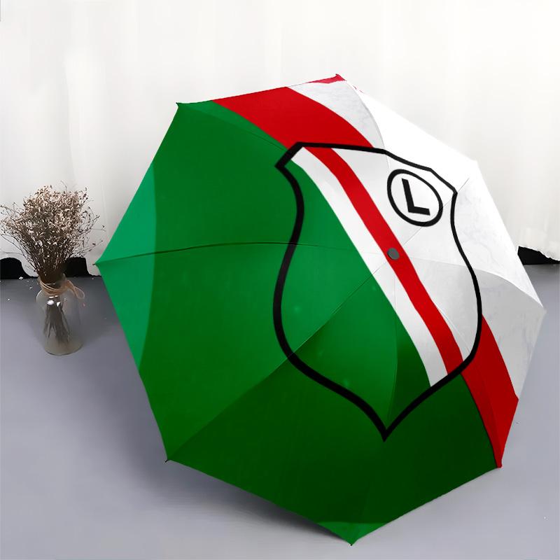 Modello Legia Varsavia, ombrello pieghevole automatico, design portatile e pieghevole, 8 stecche, un regalo di Natale o di compleanno.