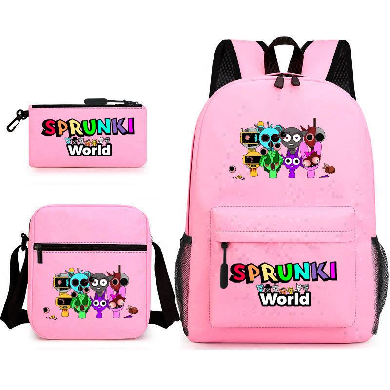 Rhythm Box Game Merchandise Elementary School Bag Sprunki Cartoon Starry Sky Backpack 3-piece Set D