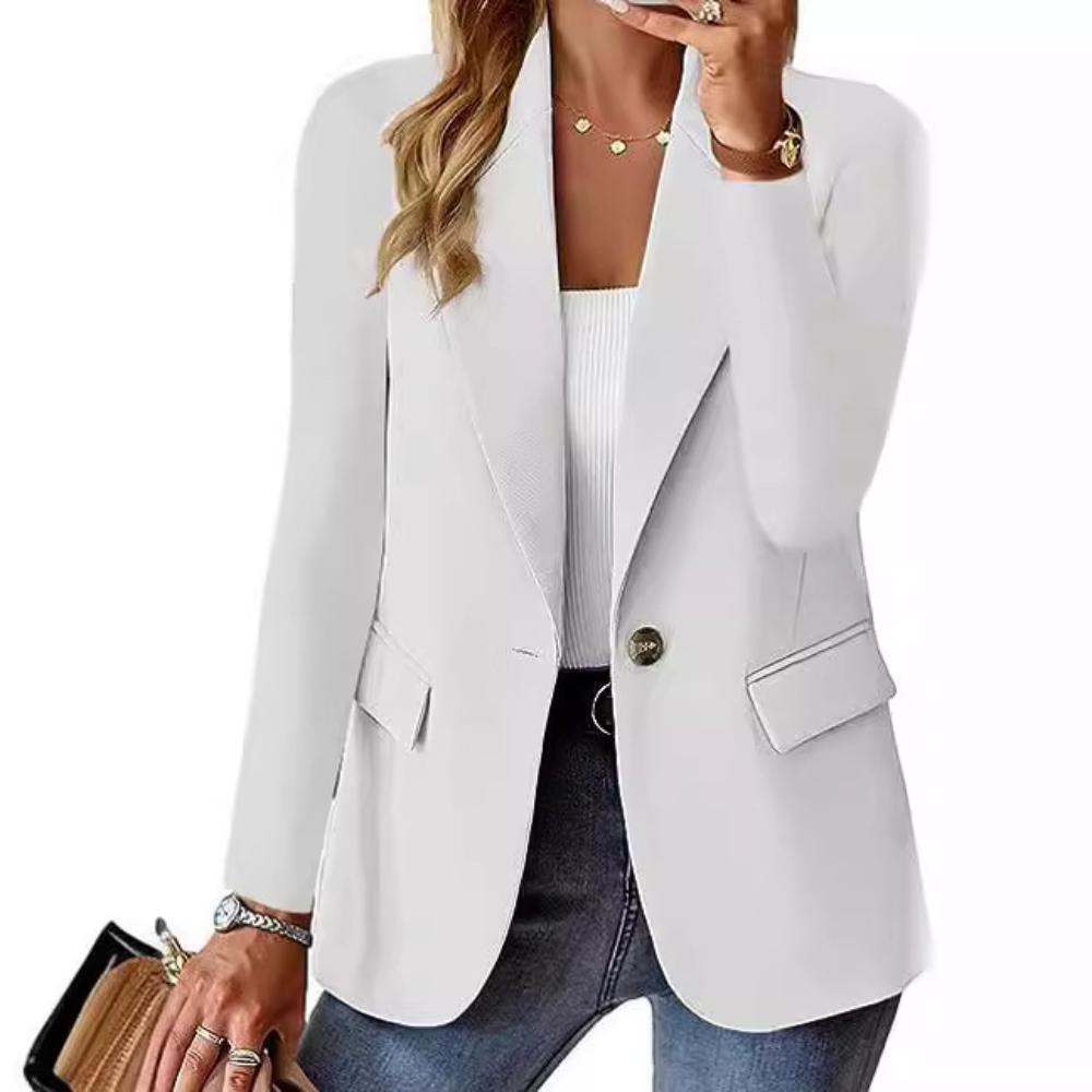 Women's Stylish, Long-sleeve, Solid-color, Fitted Cardigan Blazer for Autumn