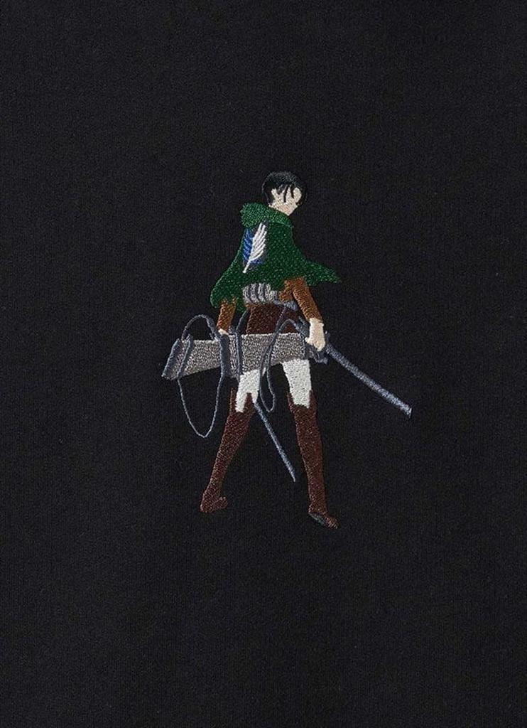 [USED] Graniph Attack on Titan Wings of Freedom Big Silhouette Short Sleeve Hoodie, Embroidered, Size L