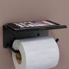 Stainless Steel Toilet Paper Holder/Toilet Paper Roll Holder for Bathroom/Tissue Roll Holder with Mobile Stand/Bathroom Accessories - (Black)