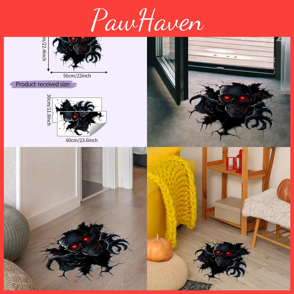 Scary Halloween Wall Breaking Skull Bedroom Living Room Home Stickers Decoration