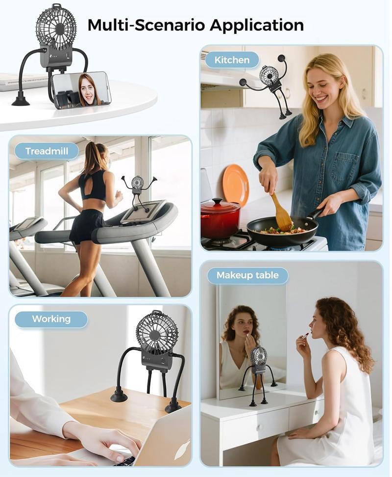 Octopus Suction Cup Mini USB Fan: Silent for Office, Dorm, Kitchen, and Desktop Use