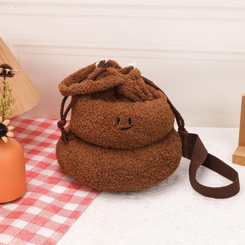 

Funny plush poo small satchel 2025 new fashion shoulder bag cute girl messenger bag bag 20*20*22cm коричневий