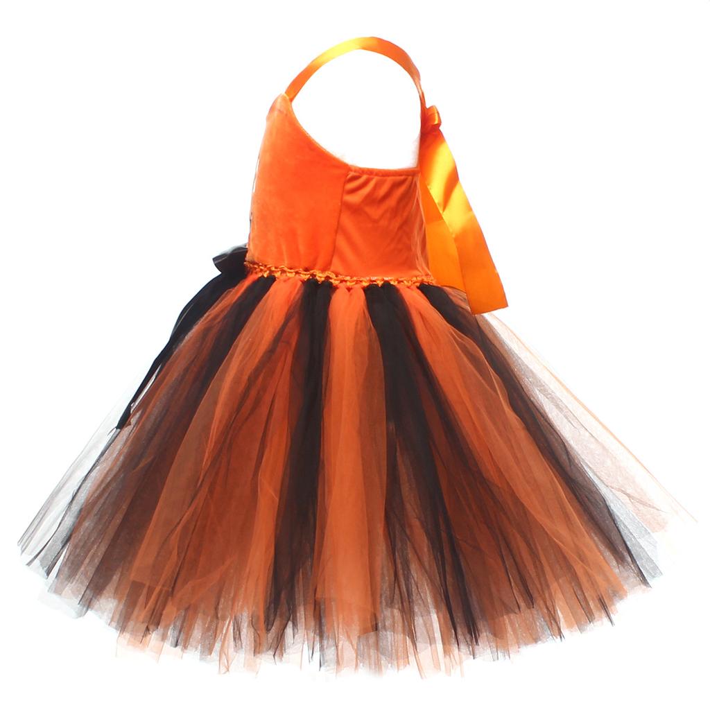 Girls Halloween Cosplay Costume Carnival Fancy Girl Performance Pumpkin Party Dress
