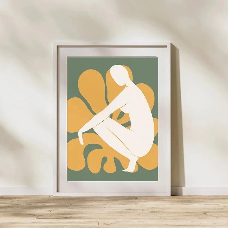 Matisse Astratto Ragazza Sexy Fiore Foglie Arte Murale Pittura su Tela Poster Nordici e Stampe Immagini per Soggiorno Decorazioni per la Casa