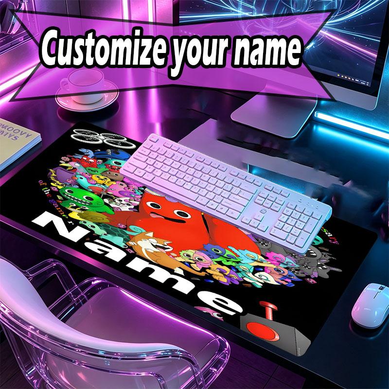 Custom Name Personalized Game Rainbow Friends Pattern Mousepad, Laptop PC Desk Mat, Decorative Desk Mat for Home Keyboard Pad Gift