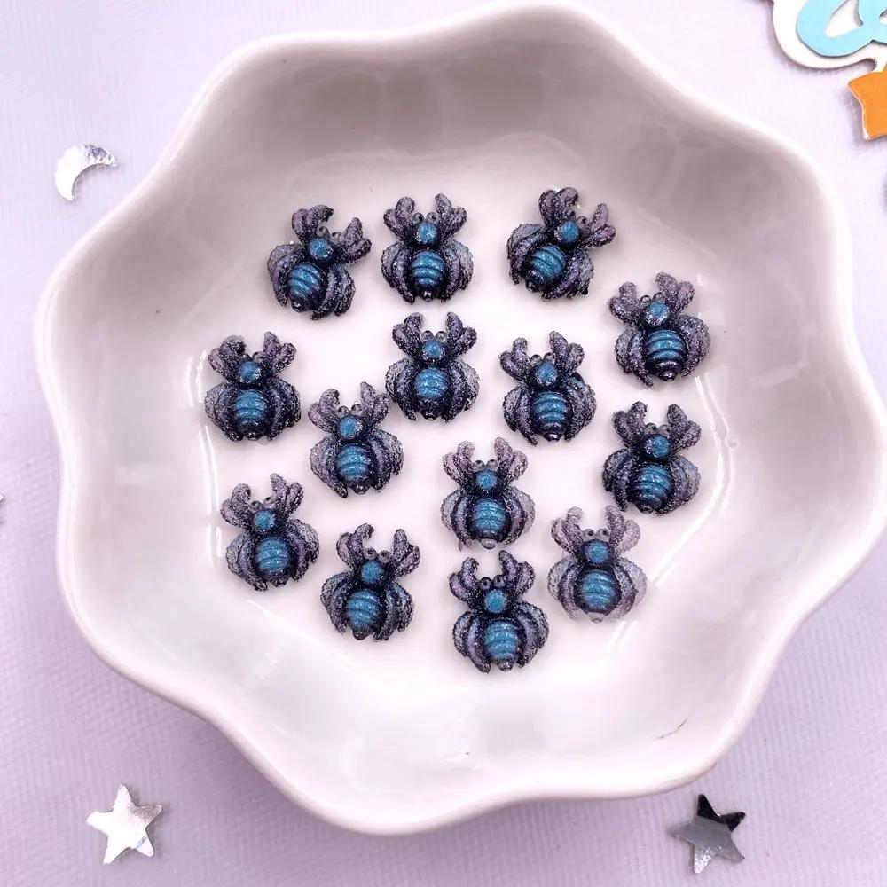30 szt. Brokatowa żywica Kolorowe Kreskówkowe Pająki Nail Art Mini Figurki Flatback DIY Cyrkonie Scrapbook Biżuteria Akcesoria