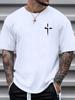 Sommer Herren 100% Baumwolle Lässig Locker Großes Kreuz Glaube Aufgedruckt Sportlich Bequem Rundhals Kurzarm Sommer T-Shirt Top