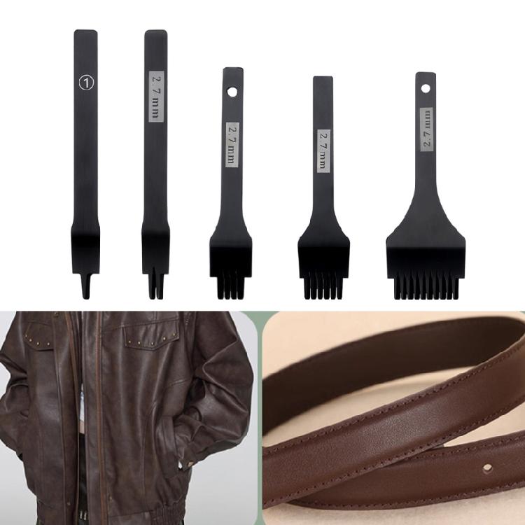Leder Ahle Stanzwerkzeug 2,7 mm Lederhandwerk Schnürwerkzeug 1/2/4/6 Zinken Lederhandwerk Meißel Lochstanzen