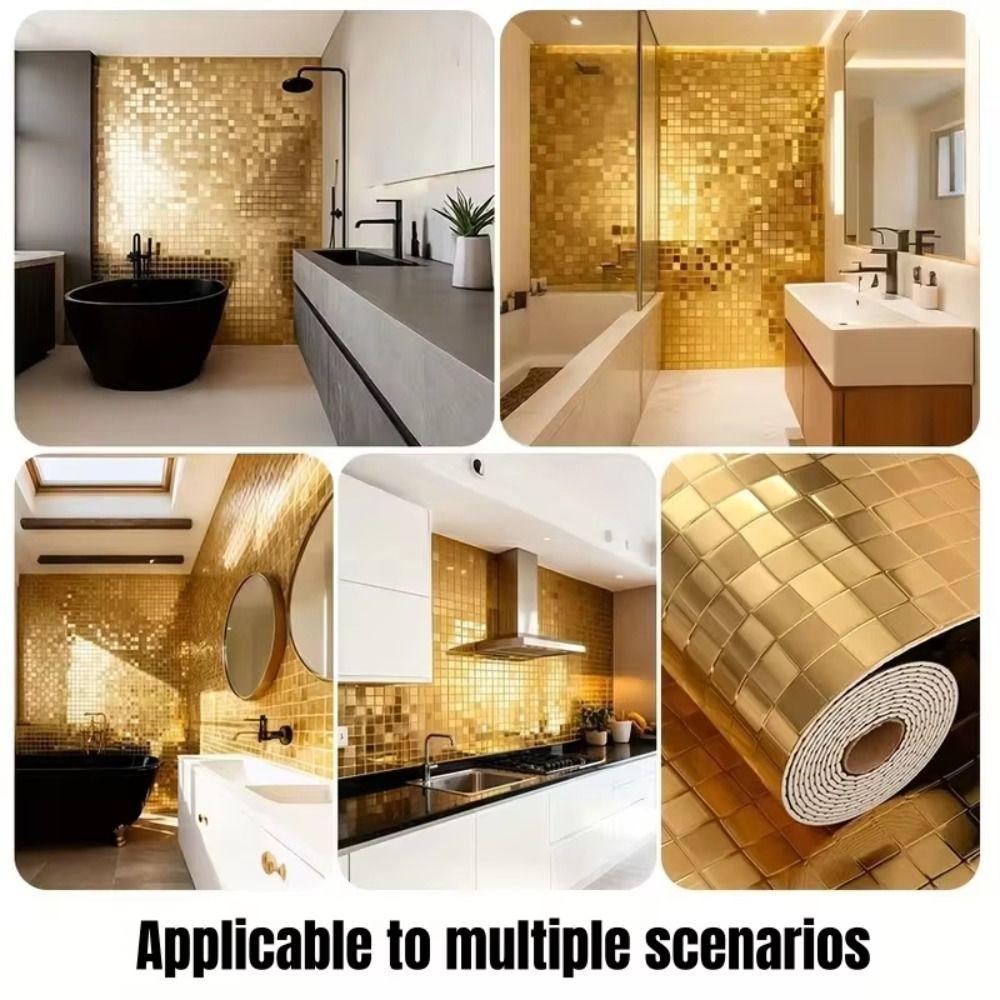 Waterproof 3D Wall Sticker PVC Gold Wallpaper  for Accenting Living Rooms Bathrooms Kitchens