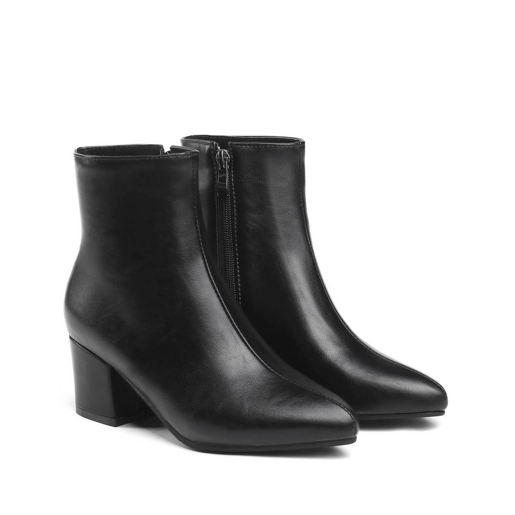 Autumn & Winter New Style Women's Ankle Boots - Pointed-Toe Side-Zip Warm Chunky-Heel Slimming Versatile&Minimalist Boots