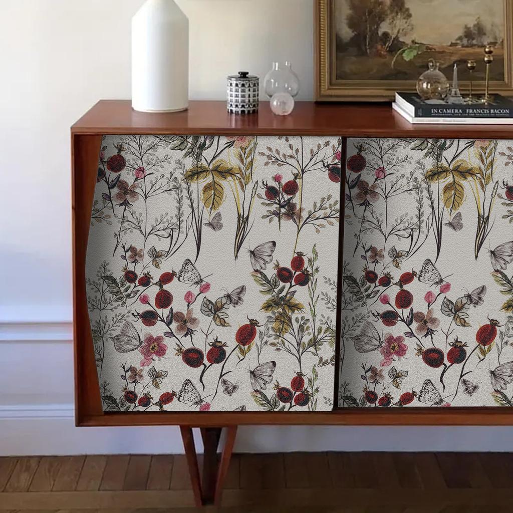 Schmetterlinge Floral Abziehen und Aufkleben Tapetenrolle für Schlafzimmer Badezimmer Selbstklebende Kontaktpapier für Wand Schrank