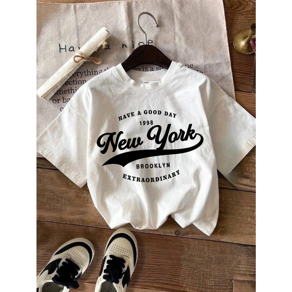 T-shirt da donna estiva California Vintage americano Scollo a O Top Magliette Moda Abbigliamento Los Angeles Femminile Casual Streetwear Top Y2K