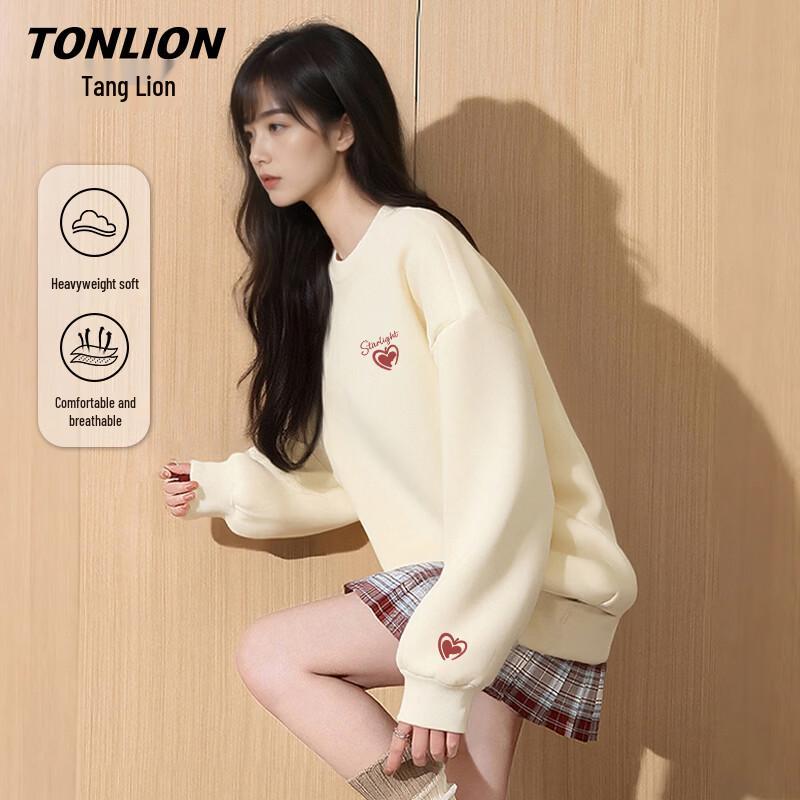 Женский пуловер-свитшот с принтом сердец TonLion XL