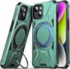 iPhone 14/13 Armored Case with Ring Magnetic Holder Green Protective