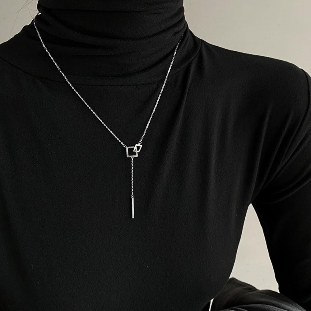 Exquisite Triangle Pendant Necklace Elegant Tassels Necklace Long Necklace  Autumn Winter Sweaters