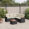 Vidaxl 6-Cz. Garden Furniture Set With Cushions, Black Poly Rattan