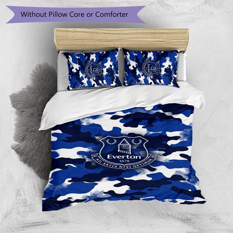 Set Lenzuola Everton Football Stampato 3 Pezzi, Comodo Set Copripiumino per Camera da Letto Amico della Pelle