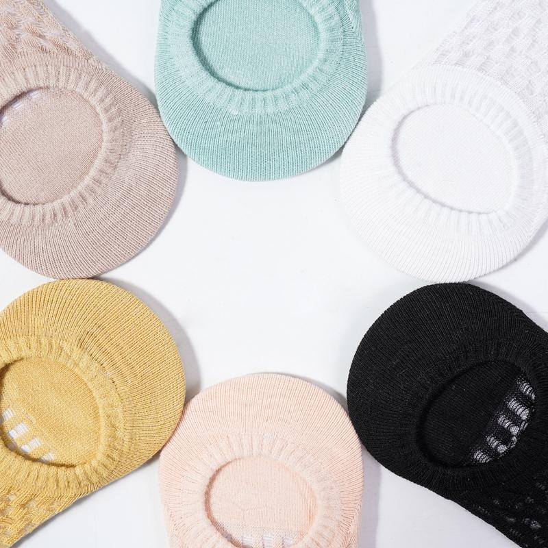 Women's Short Socks Spring and Summer Breathable Thin Mesh Hollow Boat Socks Ladies Silicone Non-slip Shallow Invisible Socks