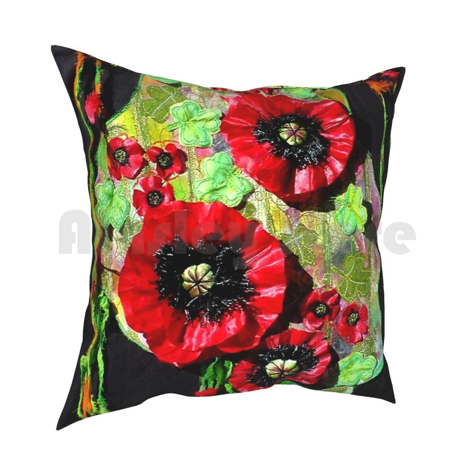Красный Мак Текстильное Искусство Наволочка Печатный Домашний Мягкий Плед Мак Красный Цветок Природа Мак Мак Мак Картина 30cmx30cm