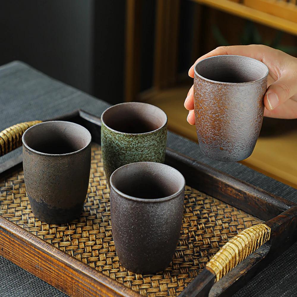 Coarse Pottery Tea Cup 150ml Japanese Style Espresso Cup Large Retro Ceramic Teacup Mug Master Cups Tea Ceremony