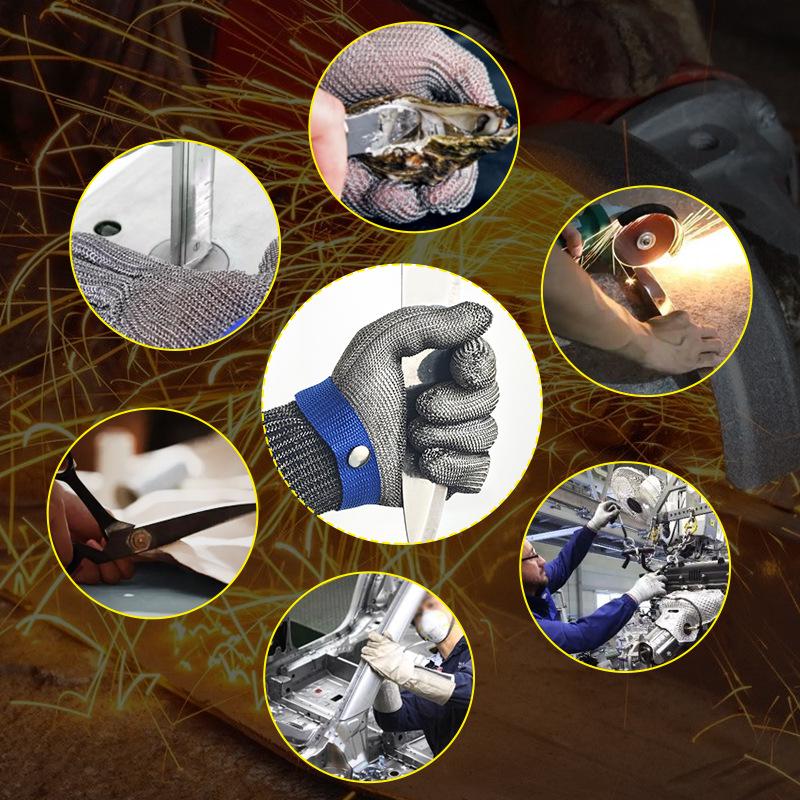 Rukavice 316 ocelové odolné proti prořezu - Bezpečnost úrovně A9 pro řezání, porážku a zpracování ryb