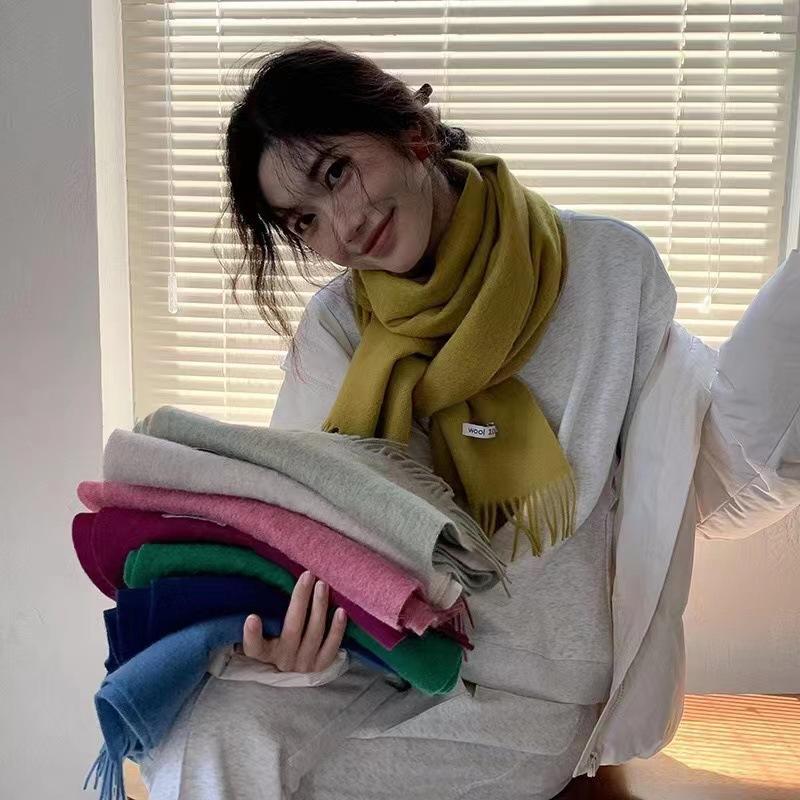 Korean Version of Solid Color Wool Scarf Women's Winter Shawl Thickened Warm Versatile Scarf Birthday Teachers' Day Gift Men
