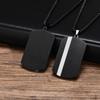 Black Dog Tag Necklaces for Men, Anti Allergy Stainless Steel Square Geometric Pendant Collar with Box Link Chain