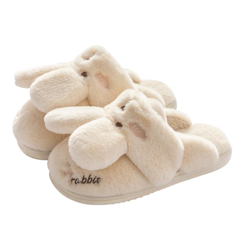 Rabbit three-dimensional ear cotton slippers women's winter parent-child indoor home children's plush slippers men's winter