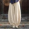 Spring Cotton and Linen Women's Literature and Art Retro Loose Sand Wash Stitching Pumpkin Pants Women's Niche Zen Meditation Bloomers