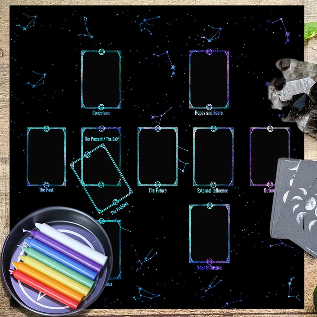 3 Opțiuni de Mărimi Pânză de Altar pentru Masă de Tarot Mat Mistic pentru Joc de Societate Față de Masă pentru Divinații cu Pendul Pad pentru Cărți de Joc de Societate