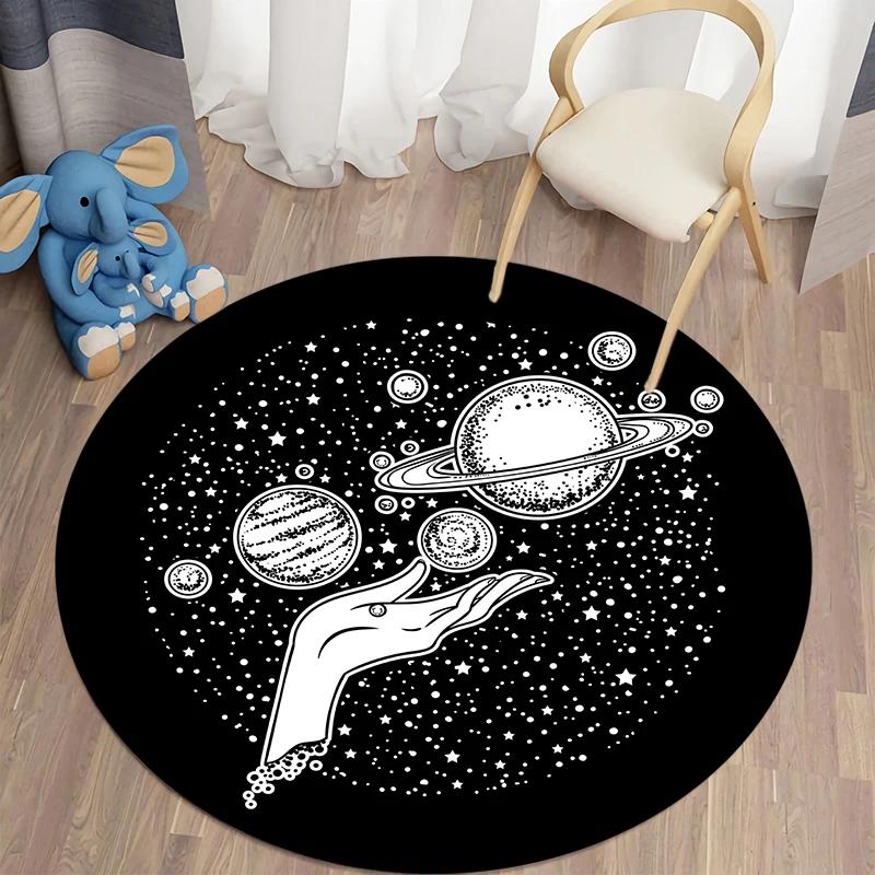Nordic Style Sun Moon Circular Carpet Living Room Bed Bath Children's Floor Decoration Non Slip Mat
