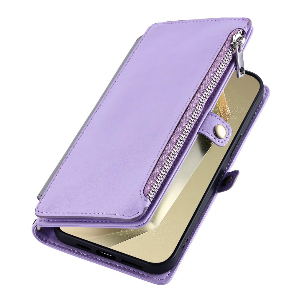 For Samsung Galaxy S25 FE Case TPU+PU Leather Wallet Phone Cover with Wrist Strap