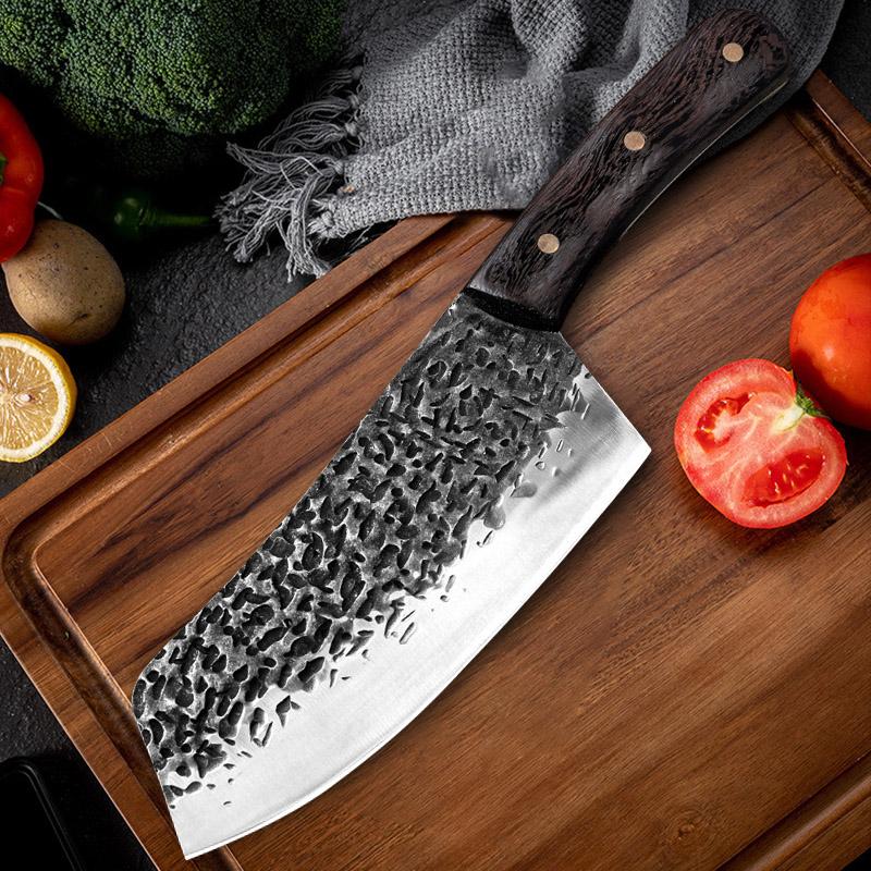Kitchen Knife Forged Butcher Chef Knives Stainless Steel Chopping Knife Vegetables Slicing Meat Cleaver Carbon Knife Wood Handle