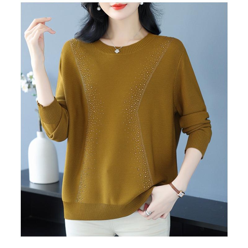 Autumn Winter Women 2025 New Sweater Fashionable Round Neck Base Shirt Middle-aged Mother Knitted Top