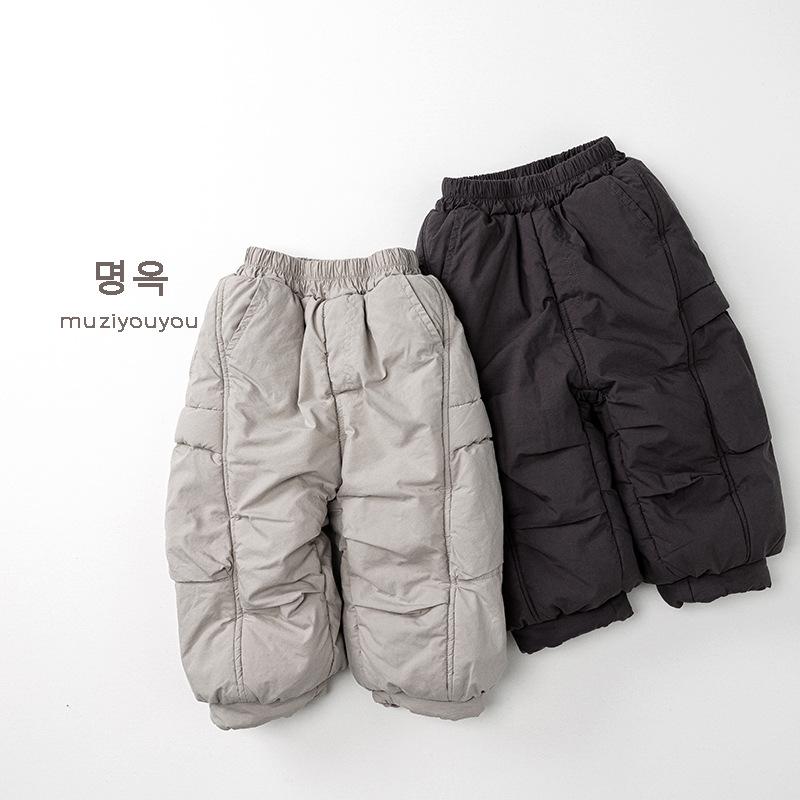 Kids Warm Thick Casual Solid Cotton Winter Pants For Unisex Children